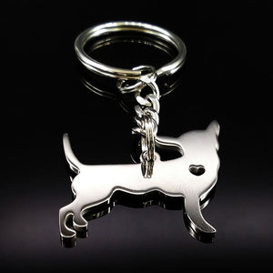 Silver Chihuahua Keychain