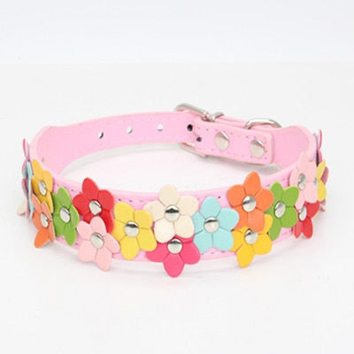 Chihuahua Flower Leather Collar