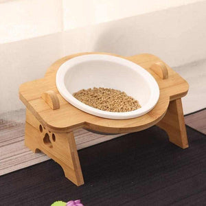 Feeding Bowl With Wooden Stand - Chihuahua Empire