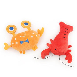 Lobster & Crab Squeaky Plush Toy - Chihuahua Empire