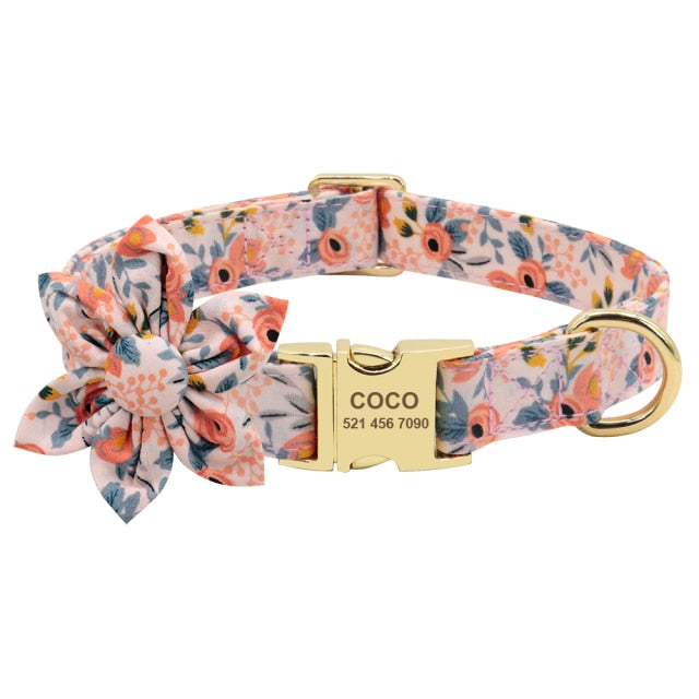 Flower Design Personalized Chihuahua Collar